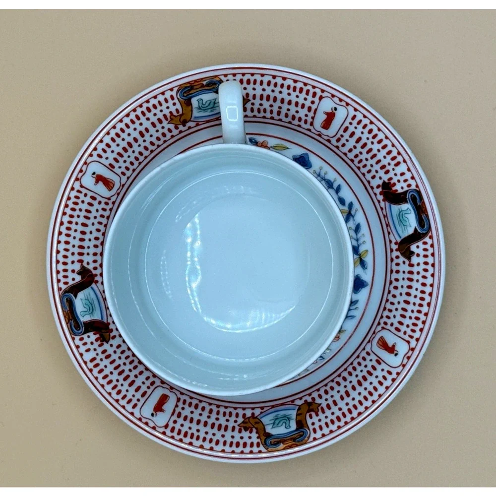 Chinese Imari La Dame Au Parasol 1 Porcelain Cup & Saucer Hand Painted China HTF